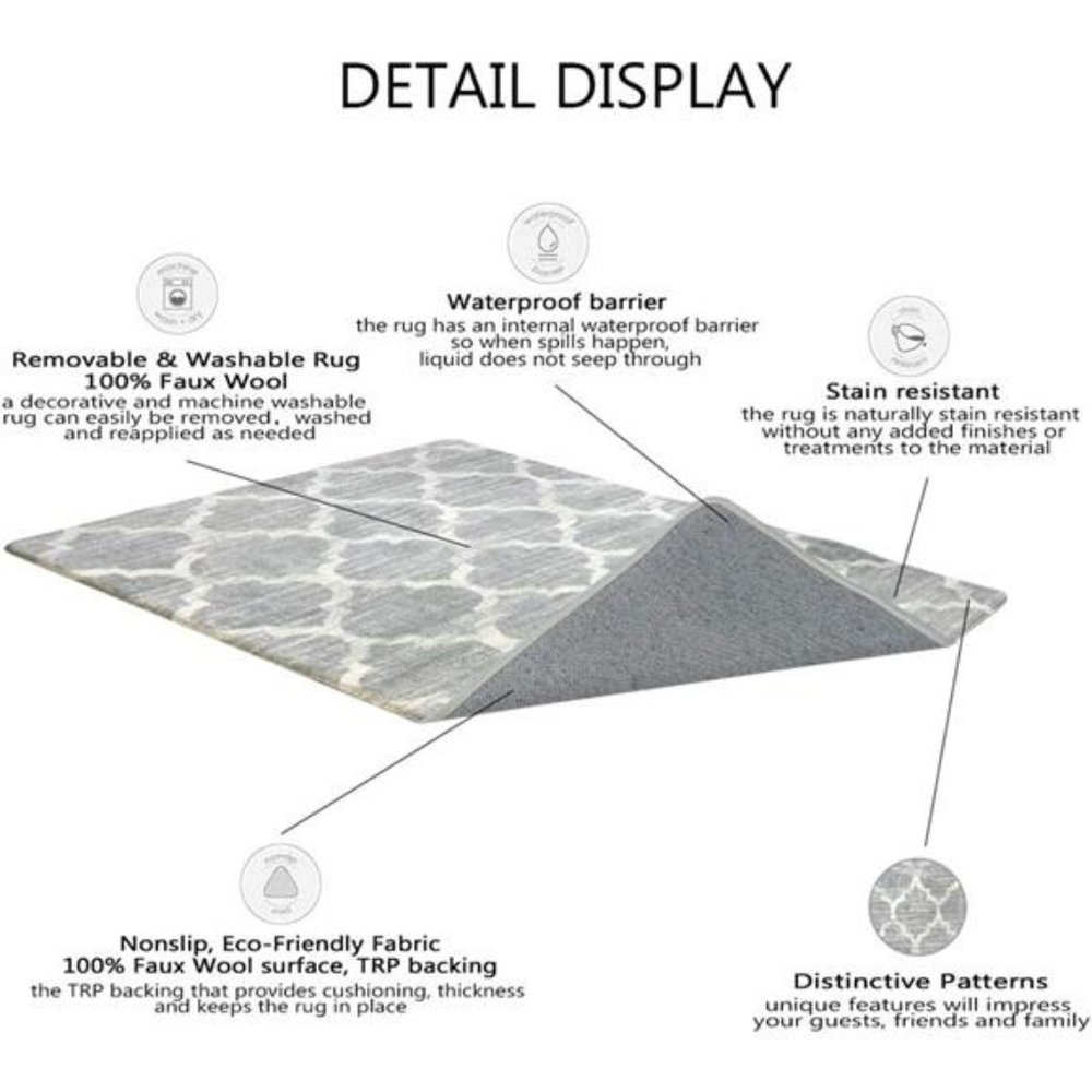 Kitchen Rug - 2’x3’ Washable Entryway Accent Distressed Non-Slip Throw Area Rugs - Picture 5 of 6